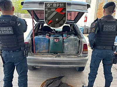 PM flagra transporte ilegal de 650 litros de diesel na estrada do Taquaral