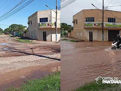 No dia depois da chuva, Ladário amanhece enlameada e com muito trabalho a ser feito