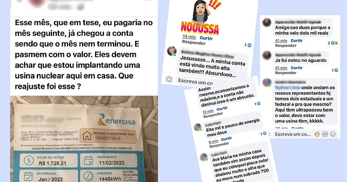 Conta de luz de quase R$ 2 mil gera indignação nas redes sociais