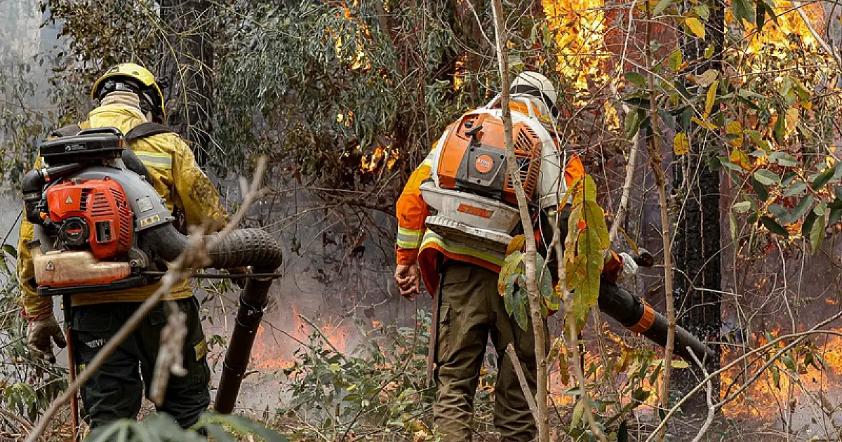 Brigadistas reforçam combate à incêndio na Serra do Amolar pelo lado boliviano