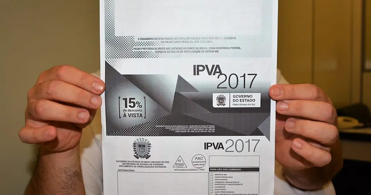 IPVA 2017 terá 15% de desconto para pagamento à vista