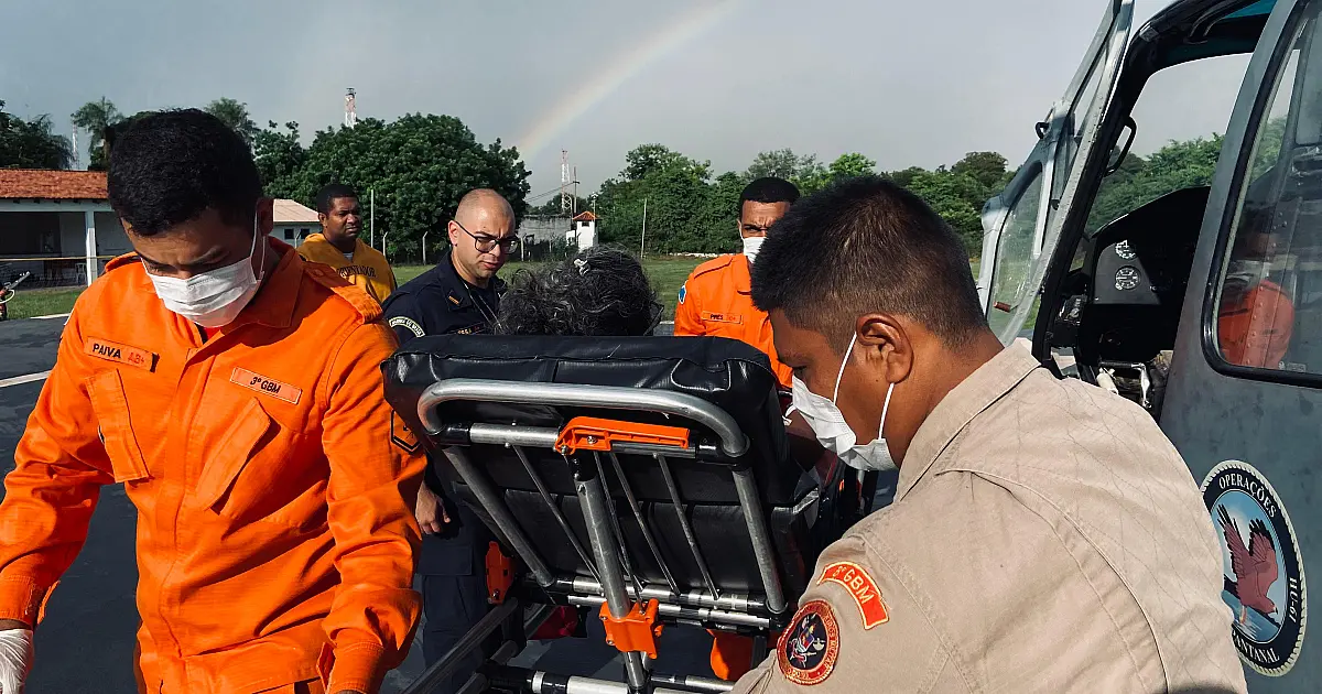 Mulher ferida em fazenda no Pantanal é resgatada de helicóptero