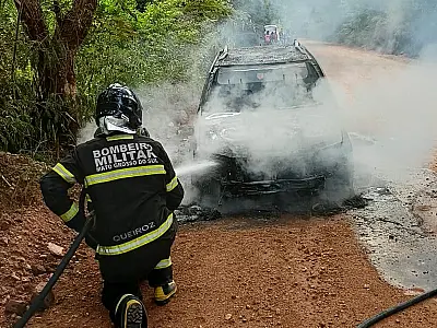 Pane no motor foi a causa do incêndio que destruiu carro na estrada da Codrasa