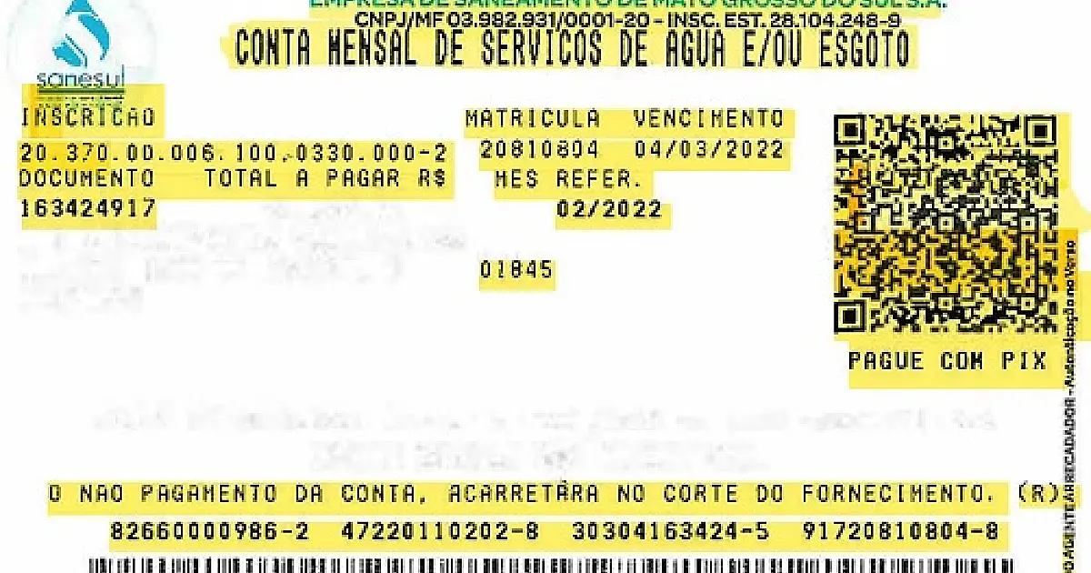 Faturas da Sanesul agora podem ser pagas com PIX