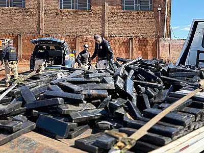 PRF encontra 1,3 tonelada de maconha e munições em caminhão abandonado