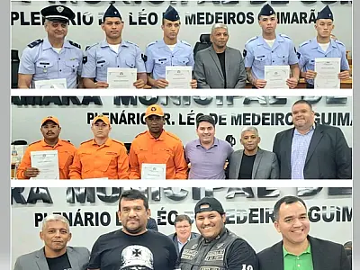 Integrantes da Força Aérea, Bombeiros e do Moto Clube, são homenageados na Câmara
