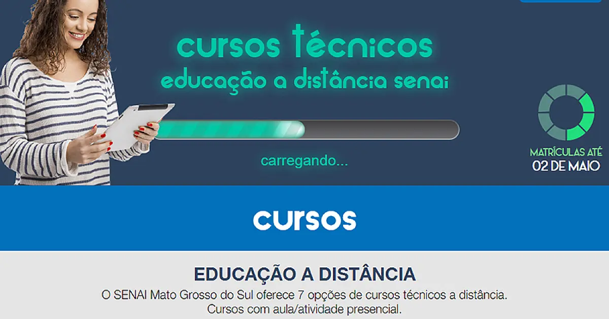 Corumbá mais 8 cidades estão com matrículas abertas para cursos EAD do Senai