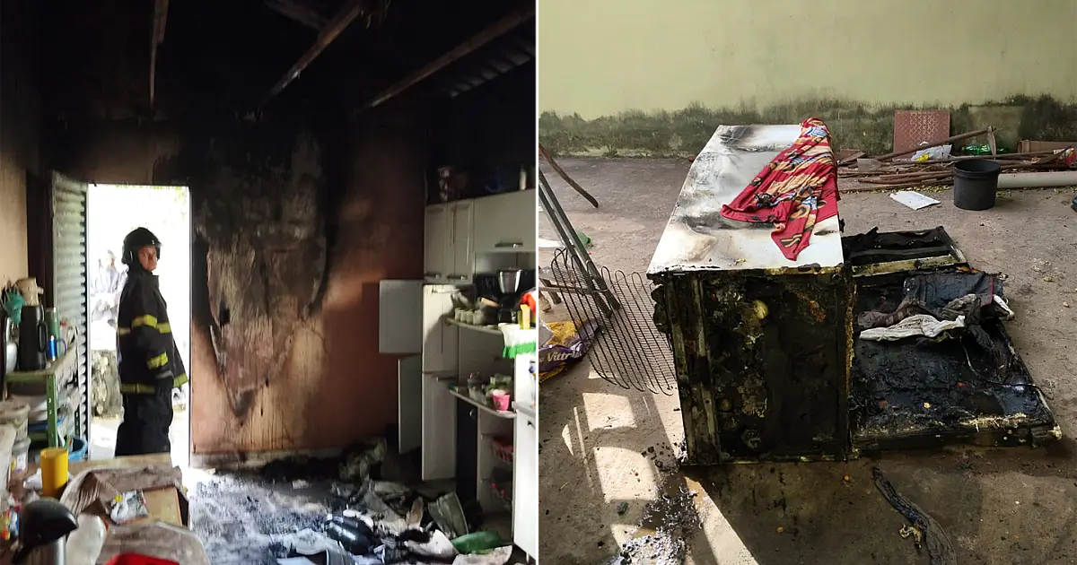 Motor de geladeira com defeito provoca incêndio em casa no Padre Ernesto Sassida