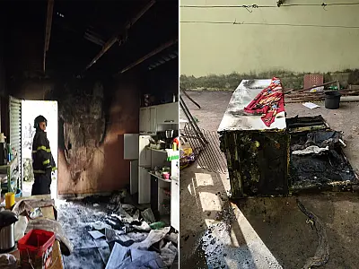 Motor de geladeira com defeito provoca incêndio em casa no Padre Ernesto Sassida