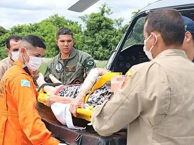 Idosa de 94 anos é resgatada de helicóptero no Pantanal