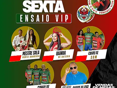 Hoje tem Ensaio Vip da Mocidade da Nova Corumbá