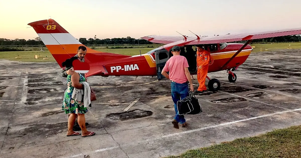 Mulher com fortes dores abdominais é resgatada por aeronave na Nhecolândia