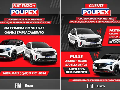 Parceria Fiat Enzo e Poupex oferece condições exclusivas para militares e servidores públicos