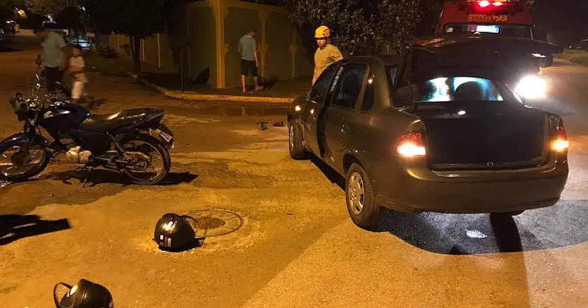 Motociclista acidentado em colisão recusa socorro dos Bombeiros