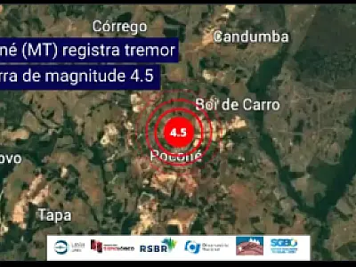 Tremor de magnitude 4,5 é sentido em Poconé (MT)