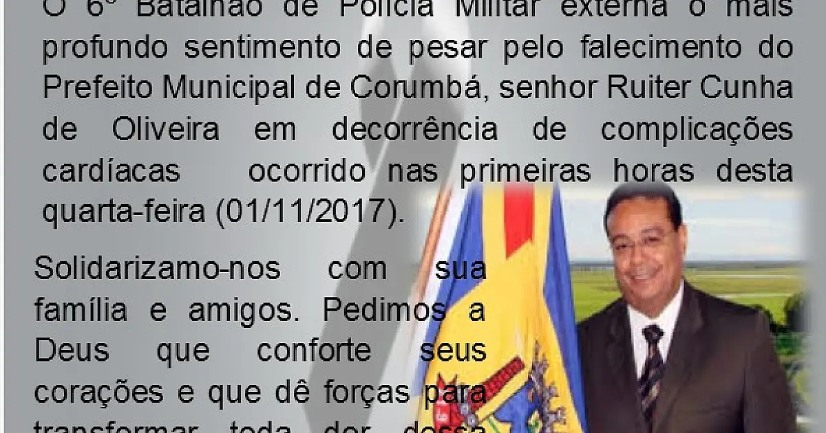 Bombeiros e PM externam solidariedade pela morte do prefeito Ruiter