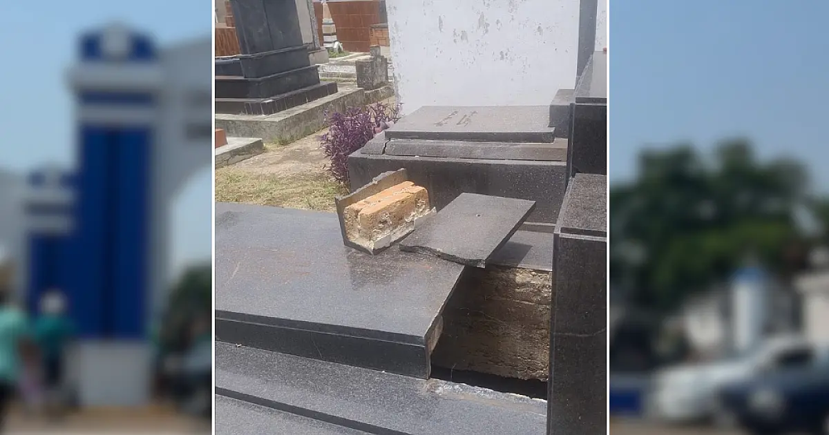 Famílias denunciam furtos e depredação em túmulos no cemitério Santa Cruz