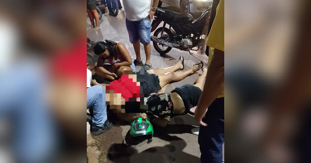 Queda de moto deixa duas mulheres feridas em cruzamento de Corumbá