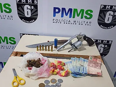 PM apreende arma com numeração raspada e drogas em Corumbá