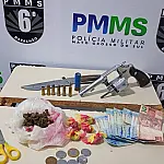 PM apreende arma com numeração raspada e drogas em Corumbá