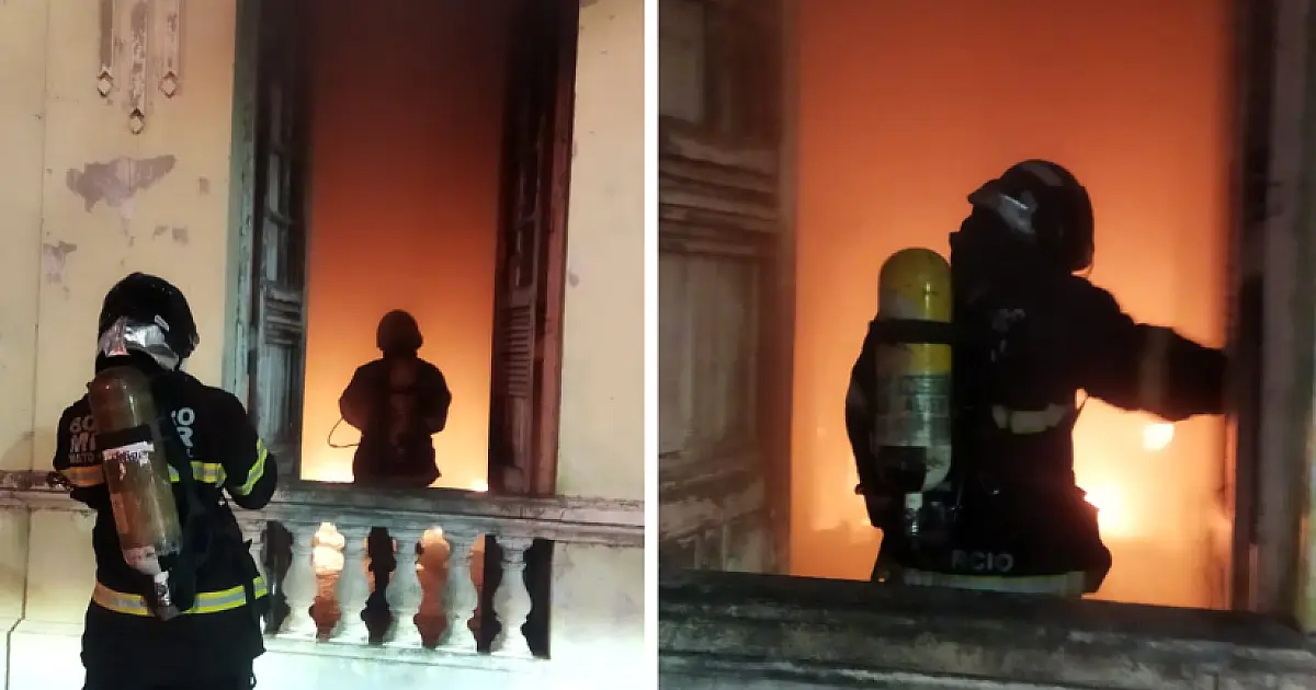 Bombeiros combatem incêndio em casarão abandonado no Centro de Corumbá