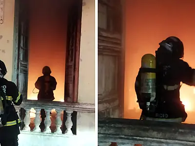 Bombeiros combatem incêndio em casarão abandonado no Centro de Corumbá