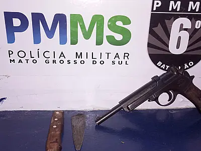 PM apreende arma após briga de casal em Ladário