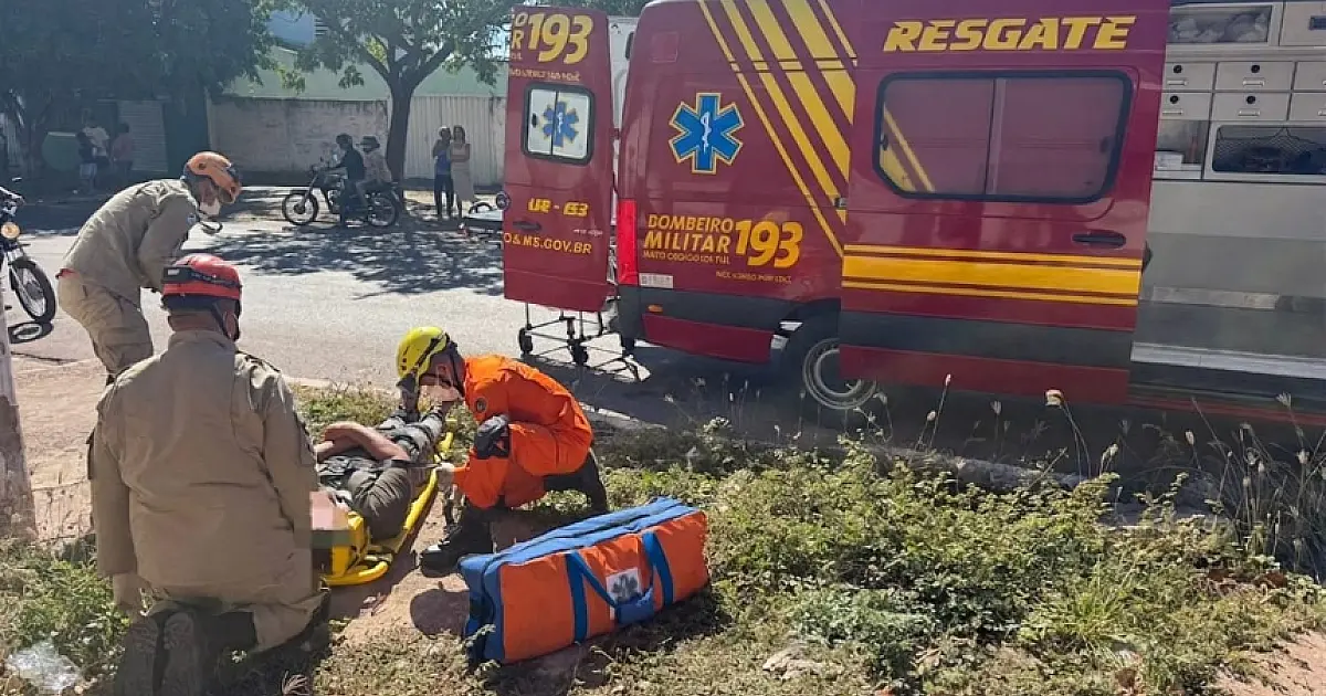 Motociclista desvia de cachorro e sofre queda em Corumbá