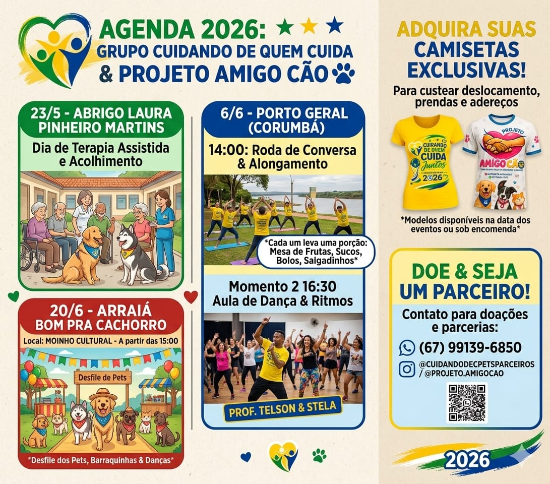 Agenda de junho do Projeto "Cuidando de Quem Cuida". Foto: Divulgação Agenda de junho do Projeto "Cuidando de Quem Cuida". Foto: Divulgação