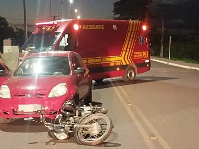 Motociclista fica ferido após colisão em rotatória entre Corumbá e Ladário