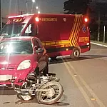 Motociclista fica ferido após colisão em rotatória entre Corumbá e Ladário
