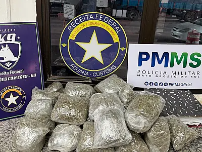Receita Federal e PM apreendem mais de 12 kg de skunk na fronteira
